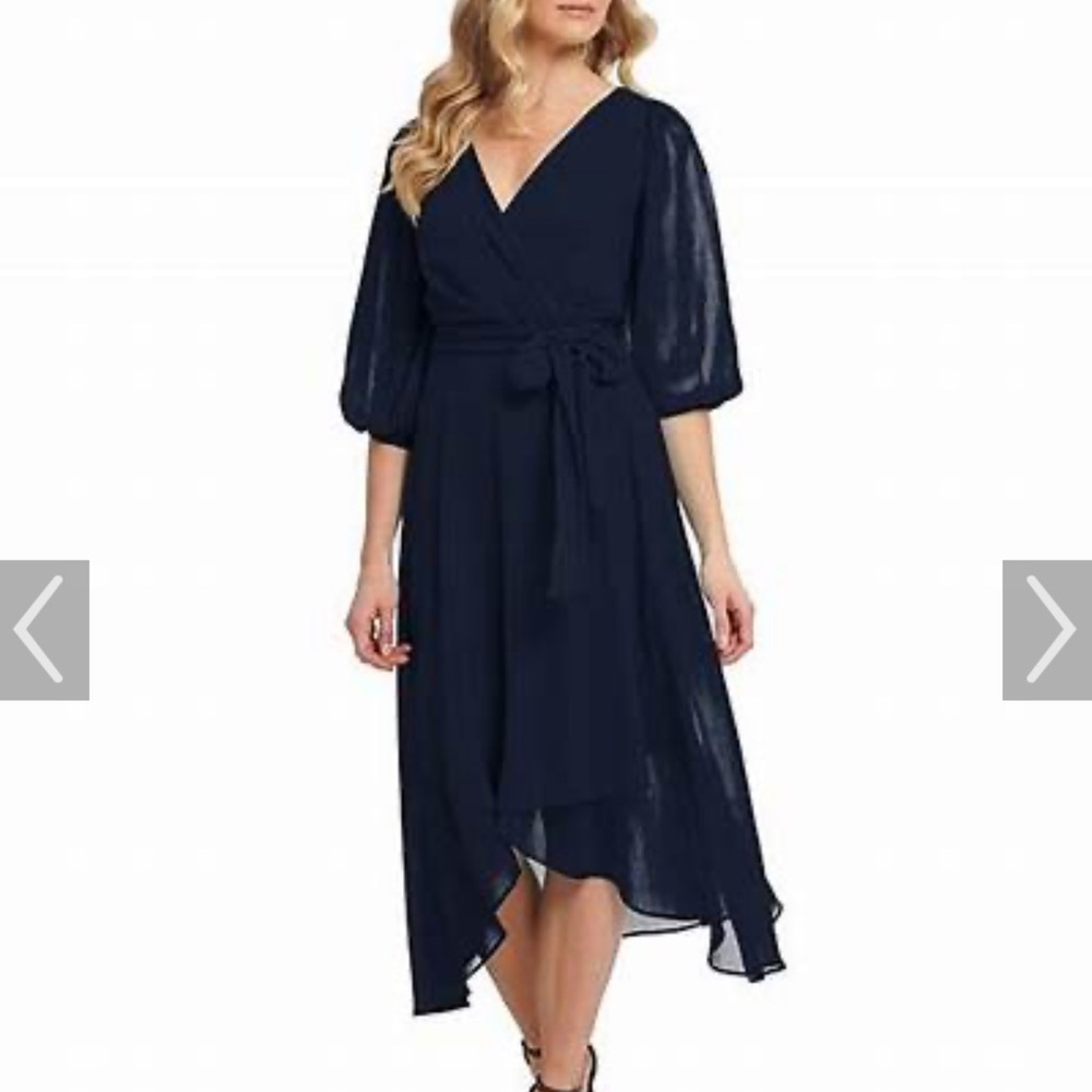 DKNY balloon sleeve chiffon dress.
